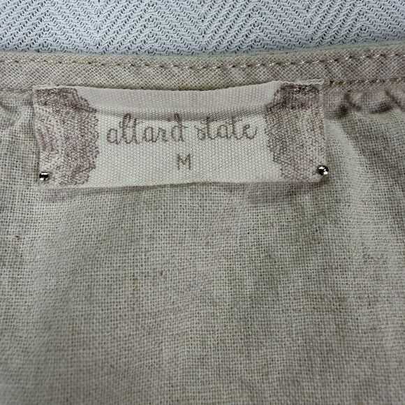 Boho Altar'd State Linen Cream Peasant Top Size M Balloon Sleeve Cottagecore - Picture 6 of 10